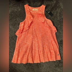 Hollister Ruffle Sweater Tank Top Heather Orange Coral Small NWT